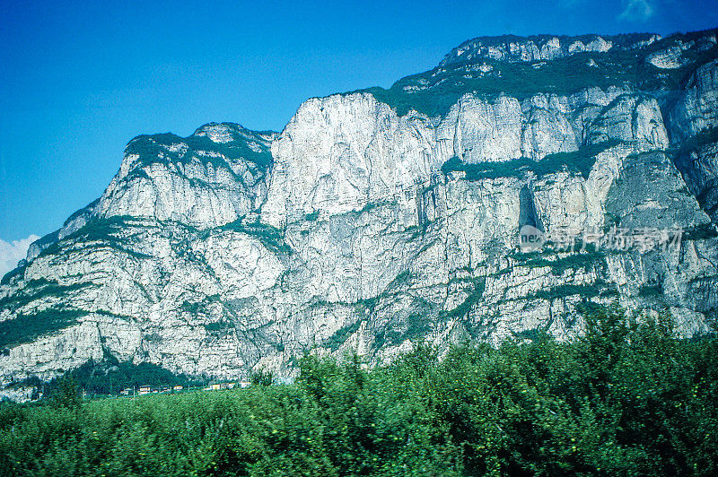 1980s old Positive Film scanned, the view of highway E45 from Bressanone to Verona, Dolcè, Italy